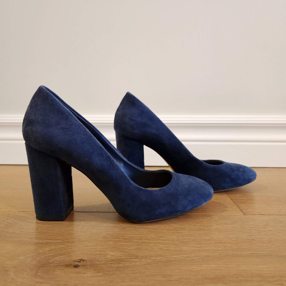 Aldo Navy Suede Almond Toe Heels